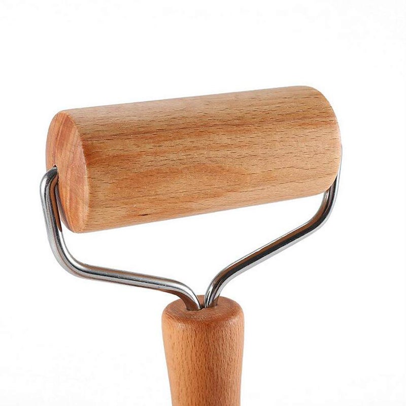 Lasenersm 1 Piece 9.5cm Wide Wooden Pastry Pizza Roller - Brayer Wooden Rolling Pin for Baking, Ceramic, 5D Diamond-Paint Art - Image 5